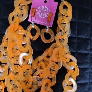 Orange Necklace and Earrings Set